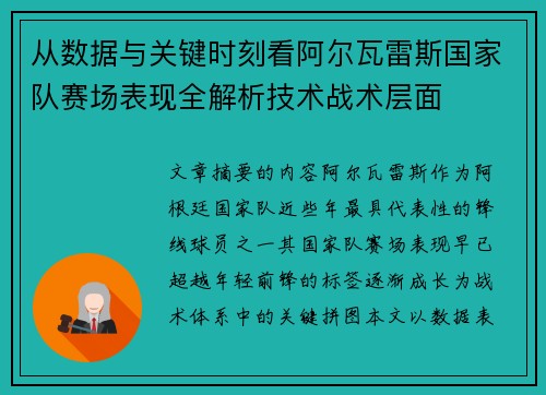 从数据与关键时刻看阿尔瓦雷斯国家队赛场表现全解析技术战术层面 从数据与关键时刻看阿尔瓦雷斯国家队赛场表现全解析技术战术层面